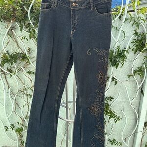 Avita Midnight Blue Floral Wide Leg Jeans